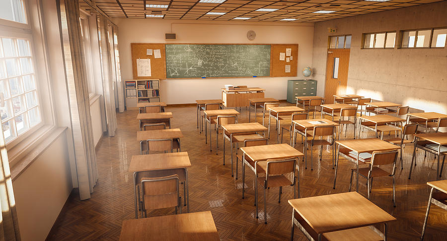 Empty Anime Classroom in Sunset Scene Graphic by MeiMei10 · Creative Fabrica