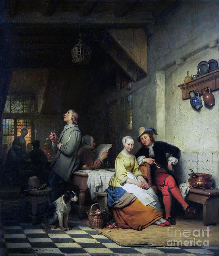 Interior Of An Inn With Figures In Seventeenth-century Costume Painting