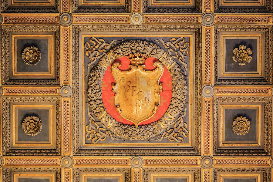 Interior of Palazzo Venezia, roof decoration Photograph by Fabiano Di Paolo