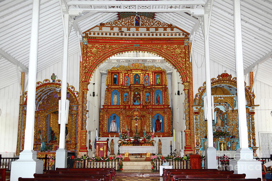 Interior of San Atanasio church La Villa de Los Santos Panama Photograph by James Brunker
