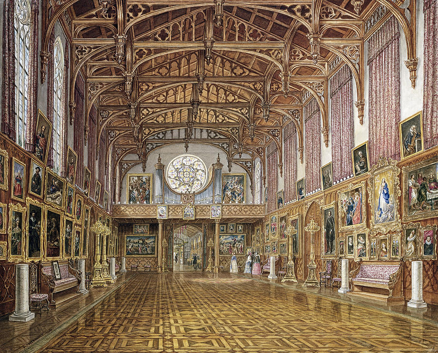 Interior of the Gothic Hall, Kneuterdijk Palace, The Hague Drawing by Augustus Wijnantz