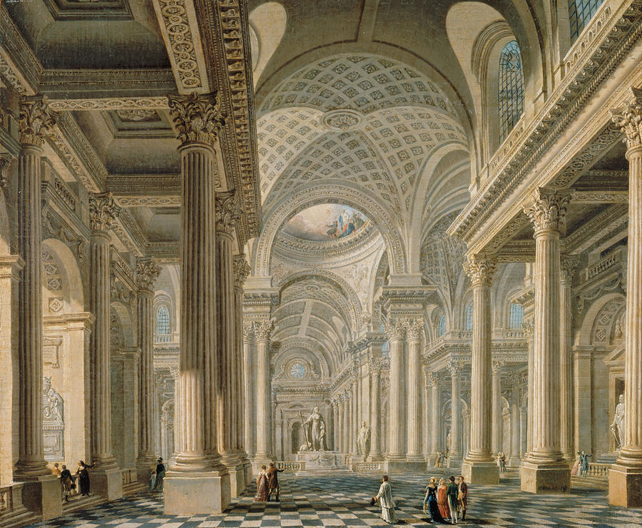 Interior of the Madeleine Church from the Contant dIvry Project Painting by Pierre-Antoine Demachy