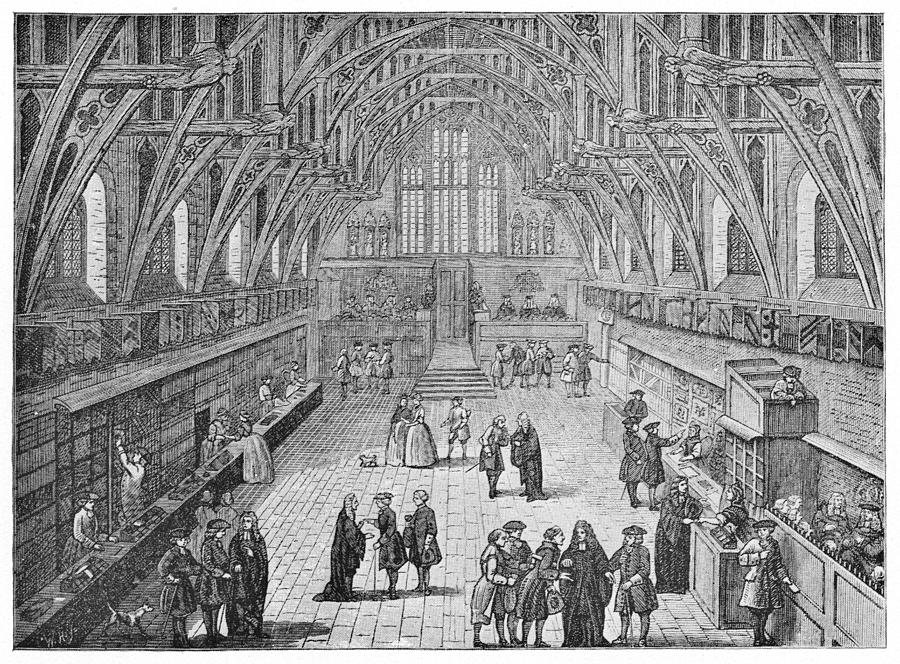 Interior of Westminster Hall in London, England - 19th Century Drawing by Powerofforever