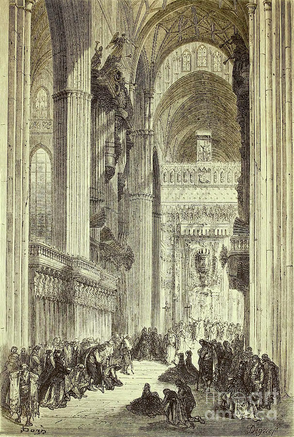 Interior Seville Cathedral By Gustave Dore x1 Pyrography by Historic illustrations