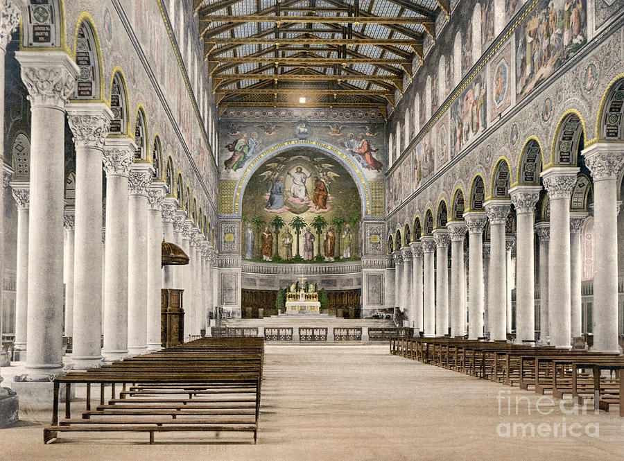 Interior view of St. Bonifaces Abbey in Munich, Germany Photograph by Granger