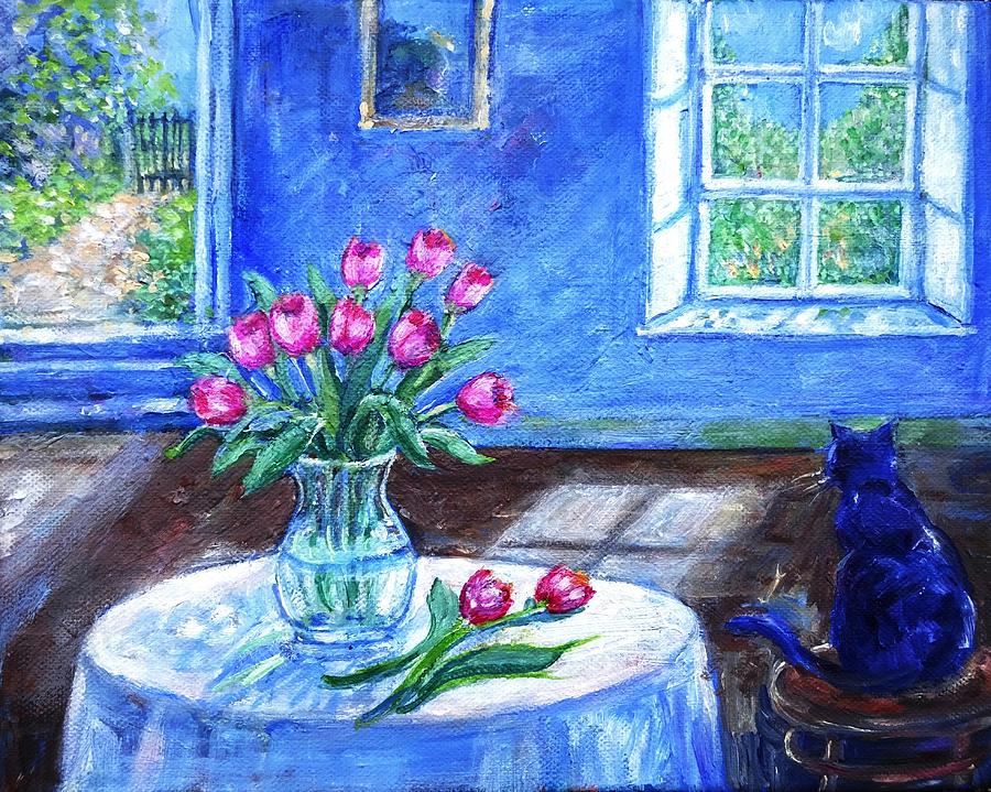 Interior with Black Cat   Painting by Trudi Doyle