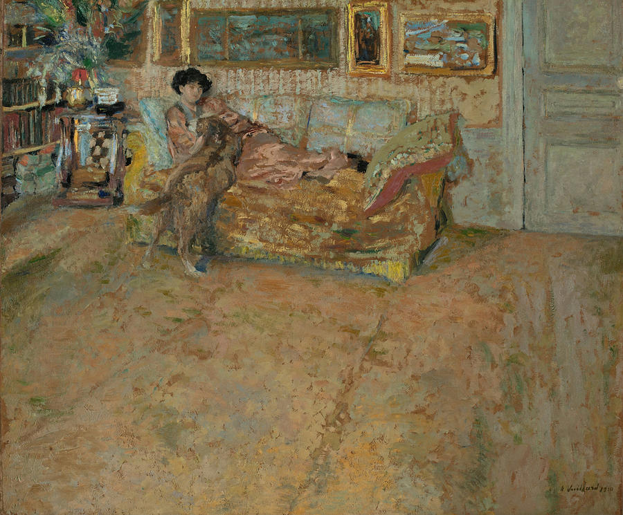 Interior with Madame Hessel and her Dog Painting by Edouard Vuillard ...