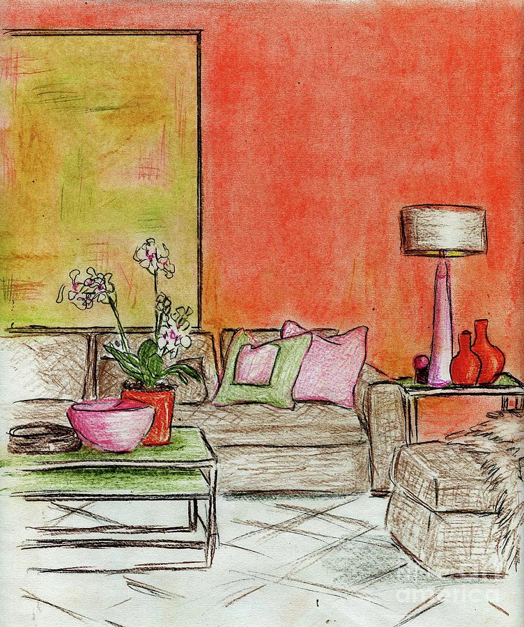 Interiors Drawing by PJ Lewis
