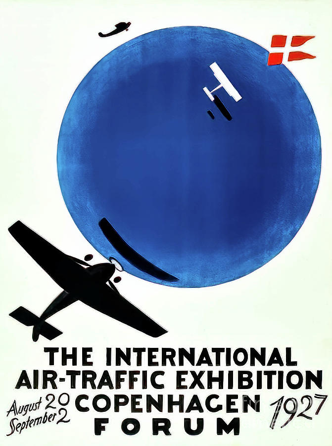 International Air Traffic Exhibition Poster Copenhagen Denmark 1 Drawing by M G Whittingham