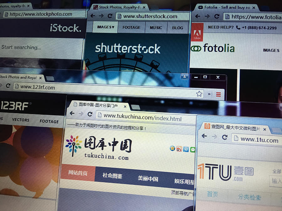 International and china mainly microstock photo websites. Photograph by Wonry