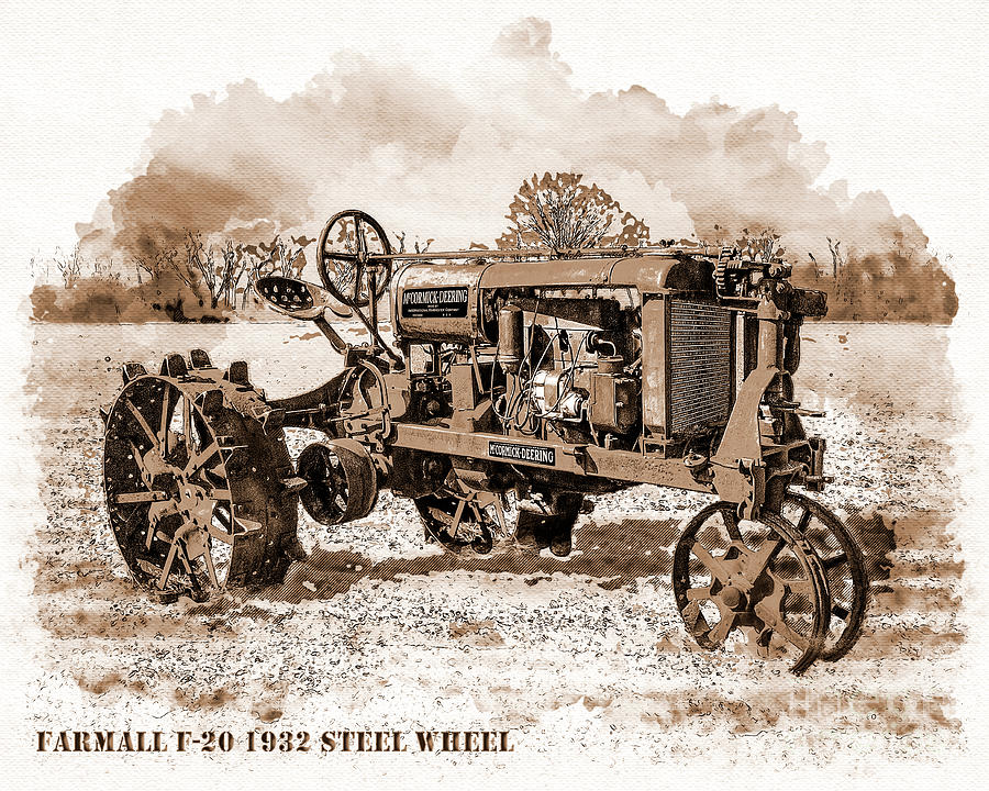 International Harvester, Inc. Mccormick-deering 1932 F-20 Steel Wheel Tractor - Sepia Digital Art by Anthony Ellis