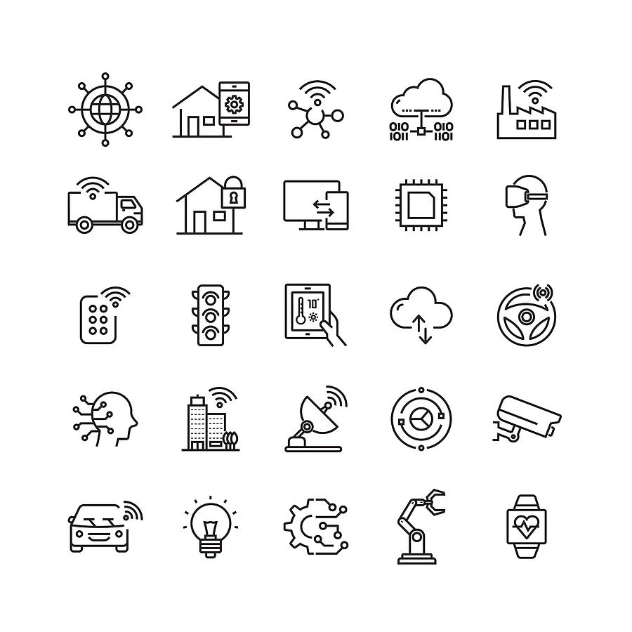 Internet of Things Related Vector Line Icons Drawing by Cnythzl