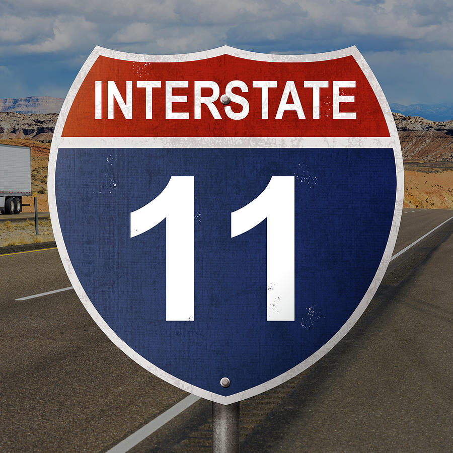 Interstate 11 Vintage Road Sign Travel Mixed Media by Design Turnpike ...