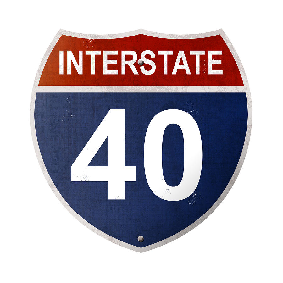 Interstate 40 Travel Vintage Road Sign Transparent Mixed Media by ...