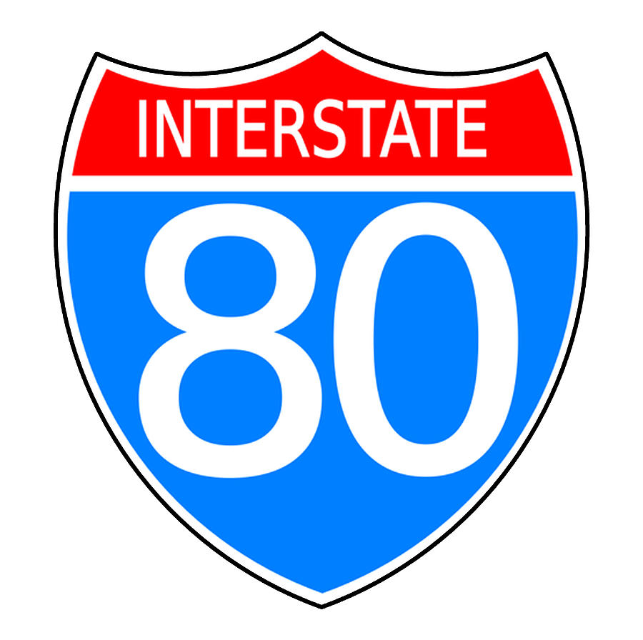 Interstate 80 American Highway Sign. Digital Art by Tom Hill - Pixels