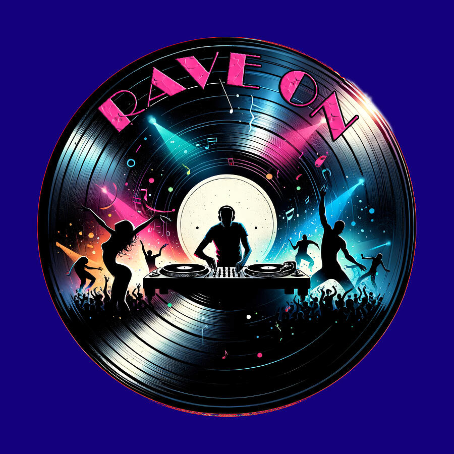 Music Digital Art - Interstellar Rave On DJ and Dancers Vinyl Universe by Dennis Cole