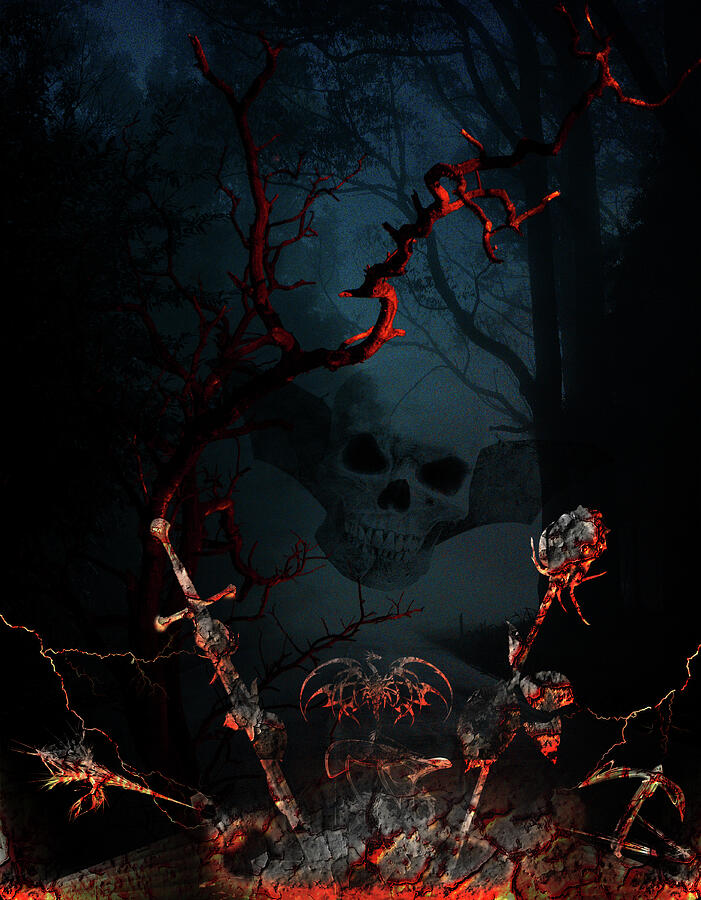Skull Digital Art - Into The Darkness by Michael Damiani