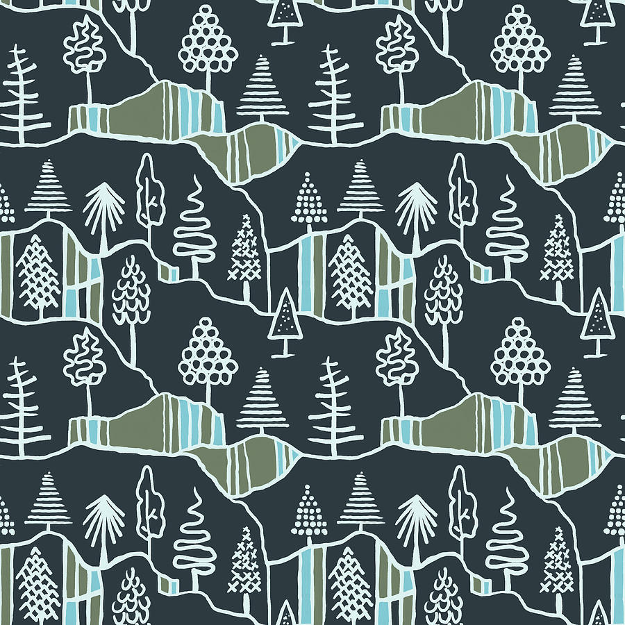 Into The Forest - Surface Pattern Design - Dark Digital Art by Patricia Awapara