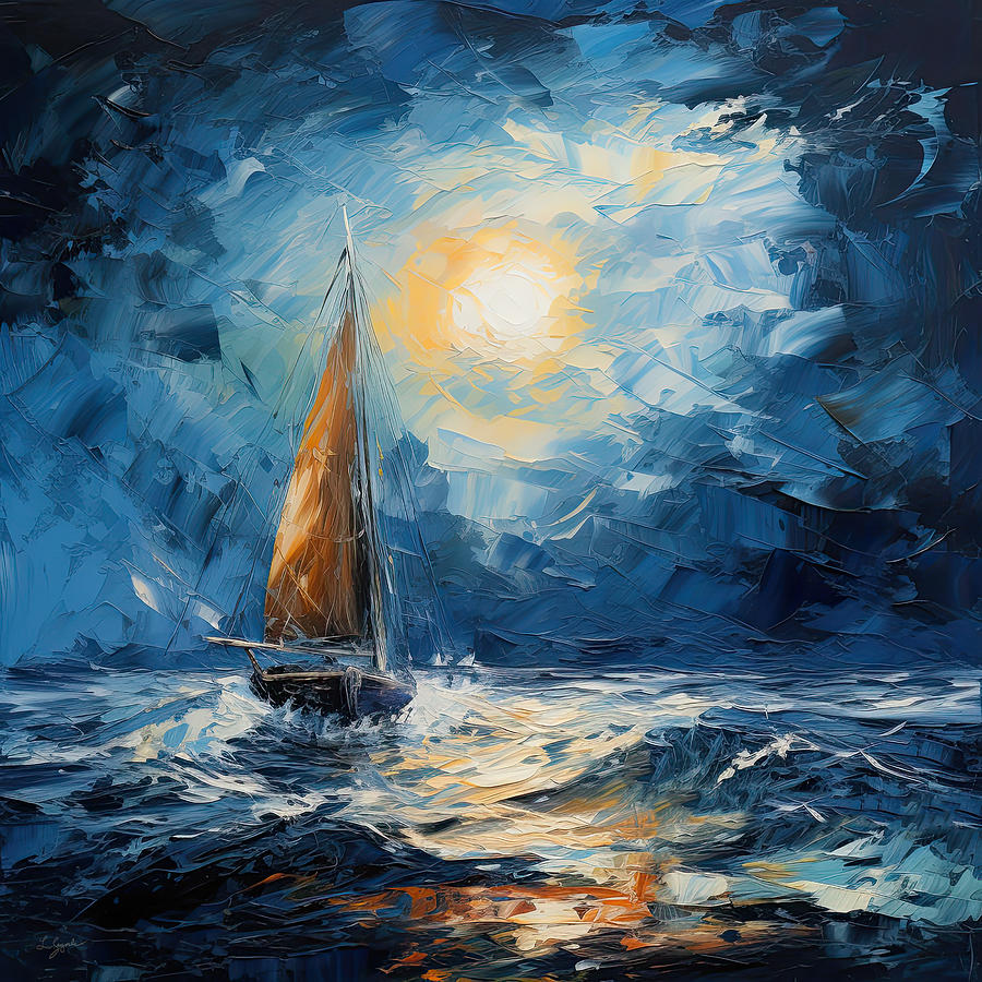 Into the Golden Light - Sailing Boat Art Digital Art by Lourry Legarde