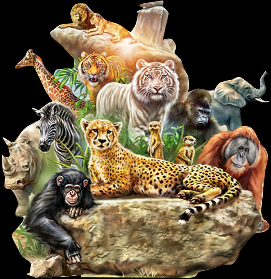 Into the Jungle Jungle animals art Poster gift Painting by Rebecca