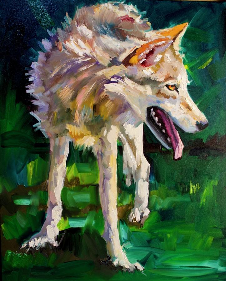 Into the Light Wolf Painting by Diane Whitehead
