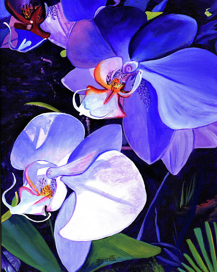 Into the Majestic Midnight Orchid Bliss Painting by Marionette Taboniar