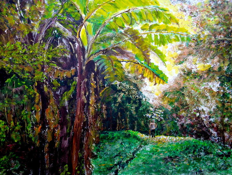 Into the Sacred Forest Painting by Sarah Hornsby