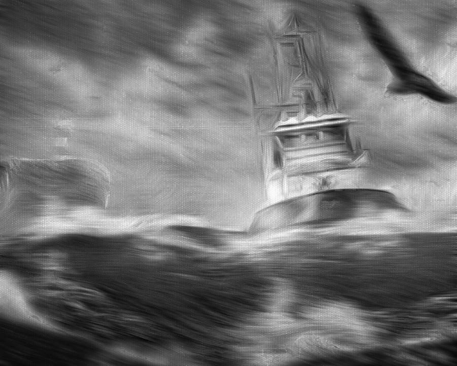 Into The Storm in Black and White Mixed Media by Bob Pardue