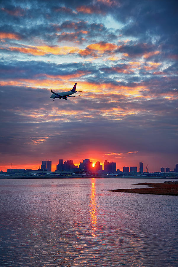 Into The Sunset - Boston Skyline Photograph