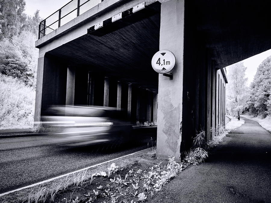 Infrared Photograph - Into the tube bw by Jouko Lehto Infrared Photograph - Into the tube bw by Jouko Lehto