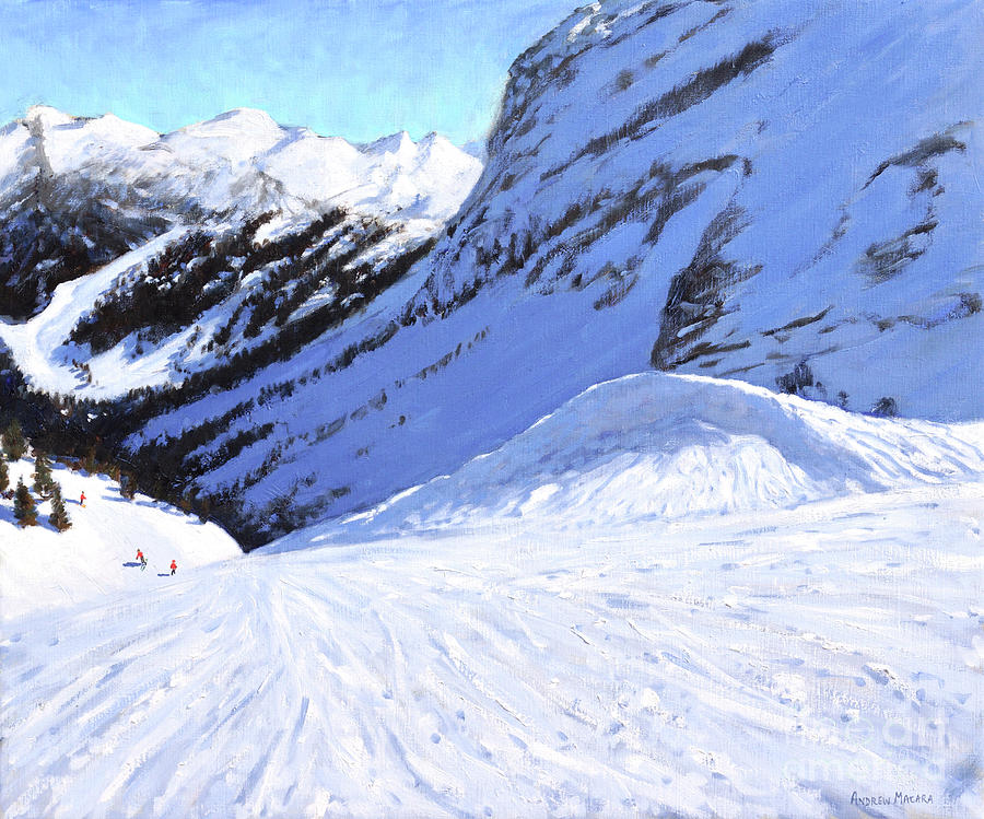 Into the valley, Courchevel, France Painting by Andrew Macara