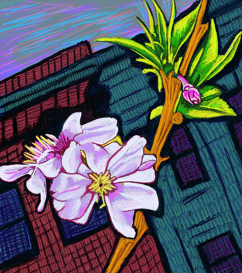 Intown Macon Cherry Blossom Painting by Rod Whyte