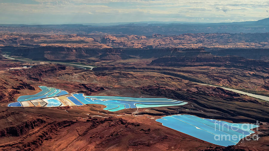 Intrepid Potash Evaporation Ponds Aerial View in Moab Utah Photograph by David Oppenheimer