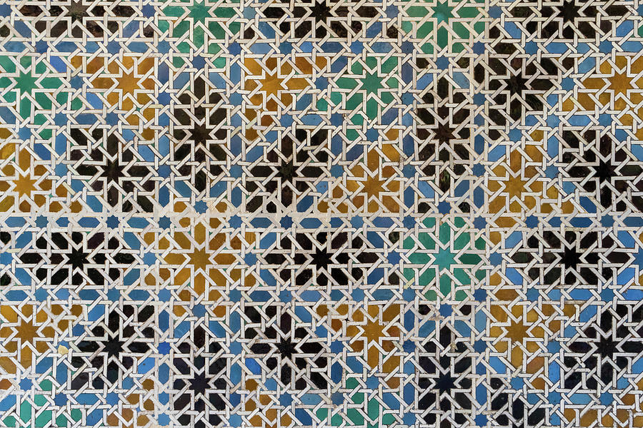Intricate Andalusian Tilework - Geometrically Patterned Multicolored Arabesques Photograph by Georgia Mizuleva