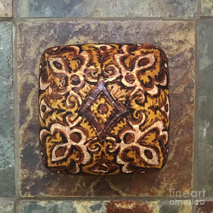 Intricate Hand Painted Square Design Sourdough 2 Photograph by Amy E Fraser