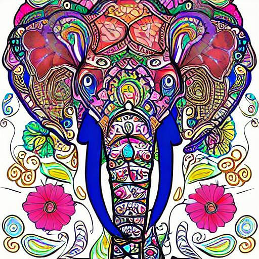 Intricately Designed Elephant Illustration with Ornate Mandala Patterns ...