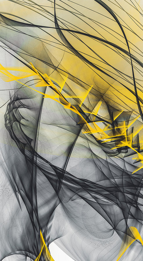 Intricately Yellow - Yellow and Gray Art Painting by Lourry Legarde
