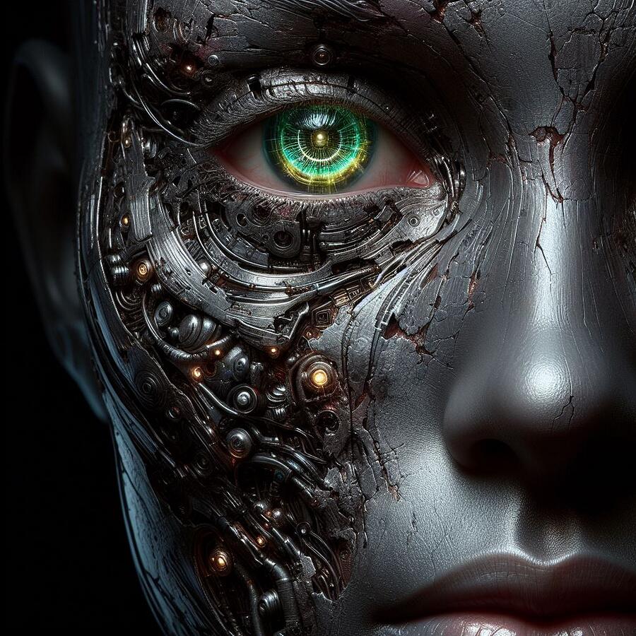 Intriguing Fusion of Human and Machine in this Cybernetic Portrait Digital Art by Artfinity X Intriguing Fusion of Human and Machine in this Cybernetic Portrait Digital Art by Artfinity X