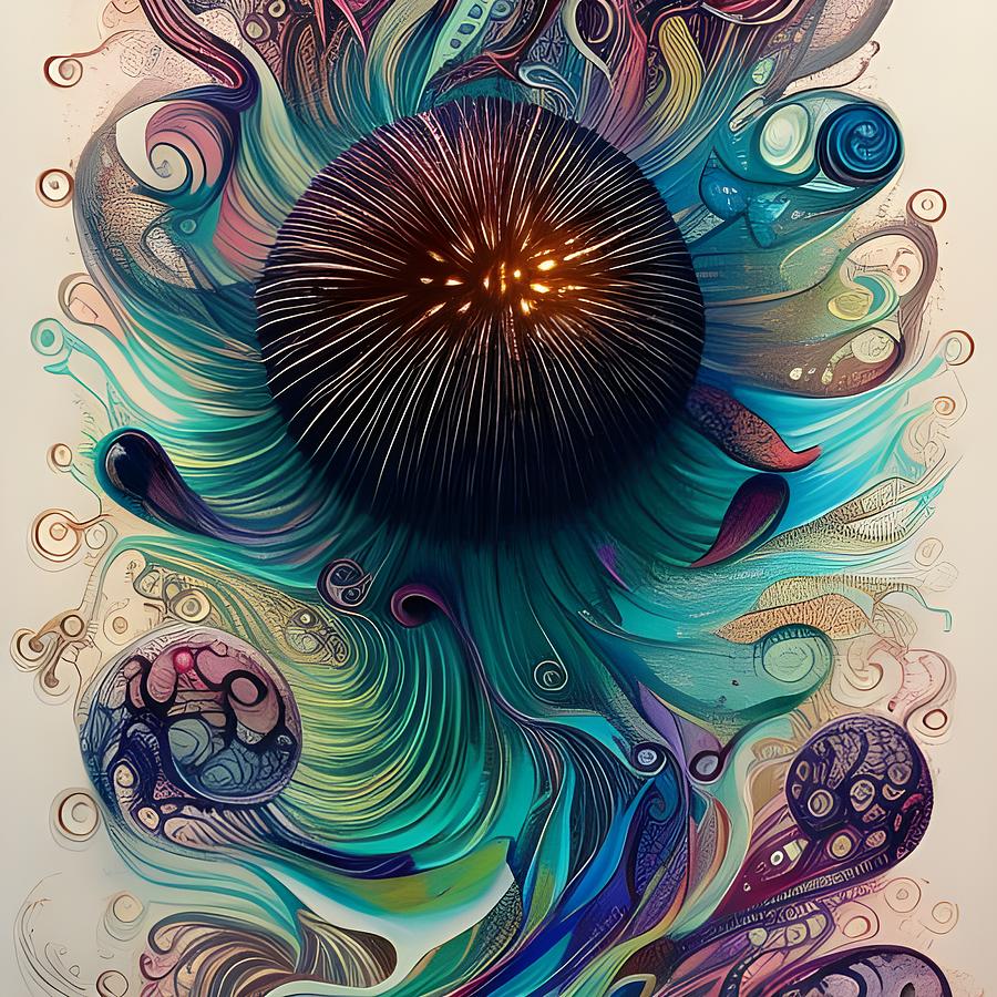 Intriguing Sea Urchin Mixed Media by Lesa Fine
