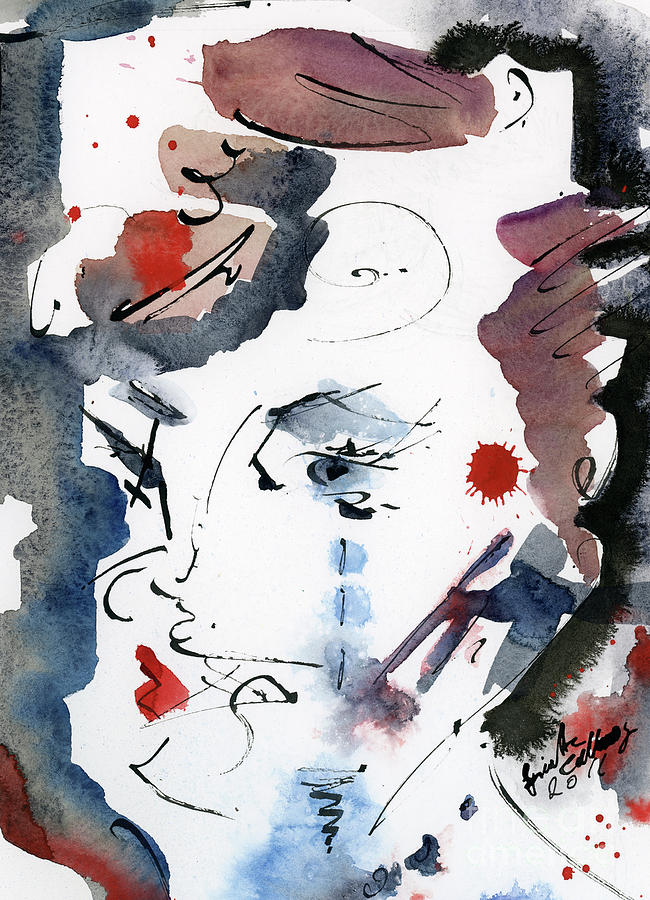 Intuitive Abstract Face V2 Painting by Ginette Callaway Intuitive Abstract Face V2 Painting by Ginette Callaway