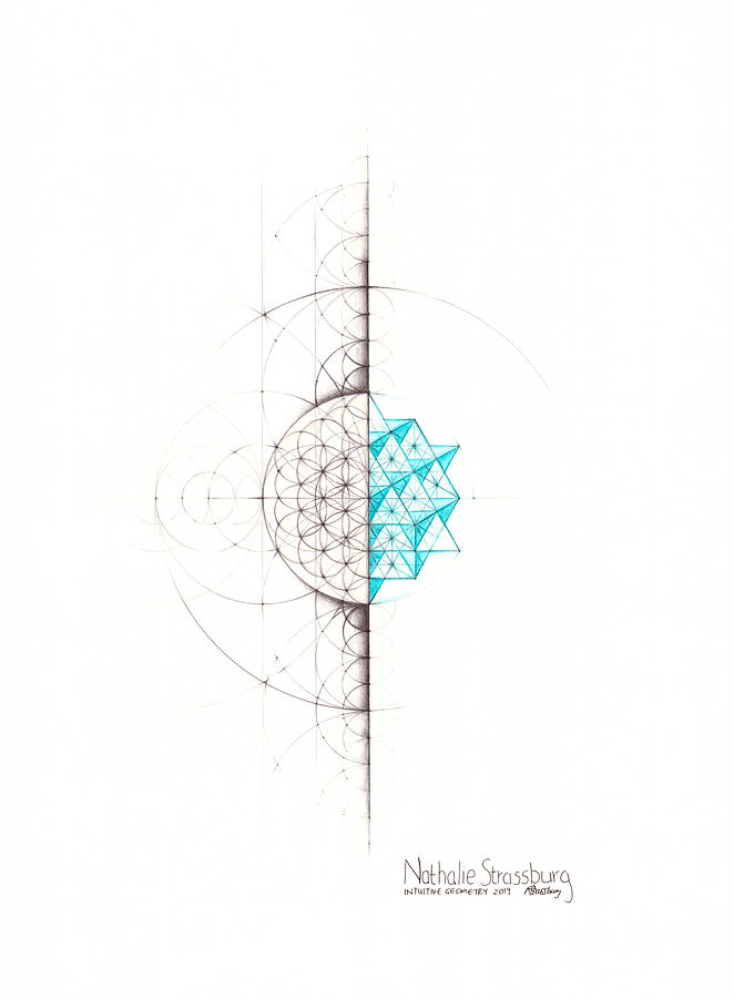 Intuitive Geometry 64 Tetrahedron Matrix Drawing by Nathalie Strassburg