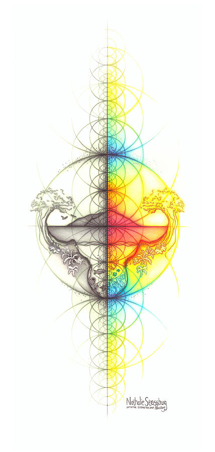 Intuitive Geometry Spectrum Earth Theme Drawing by Nathalie Strassburg