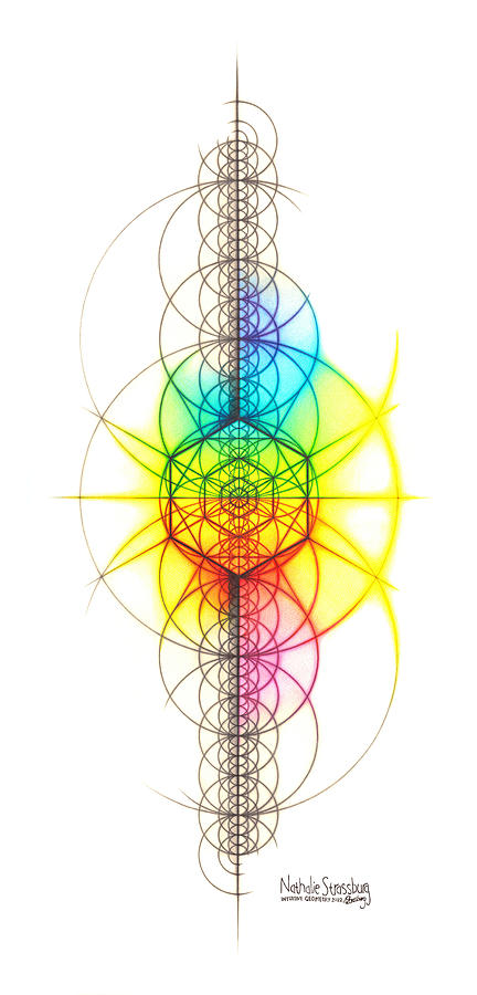 Intuitive Geometry Spectrum Hexagon Thunder Theme Drawing by Nathalie Strassburg