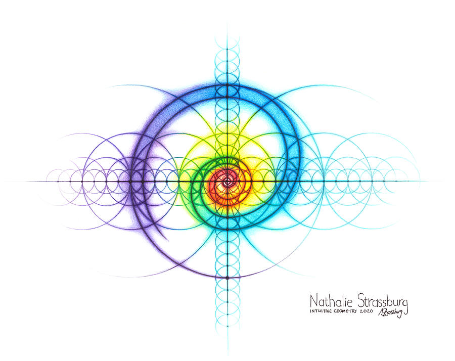 Intuitive Geometry Spectrum Spiral Drawing by Nathalie Strassburg