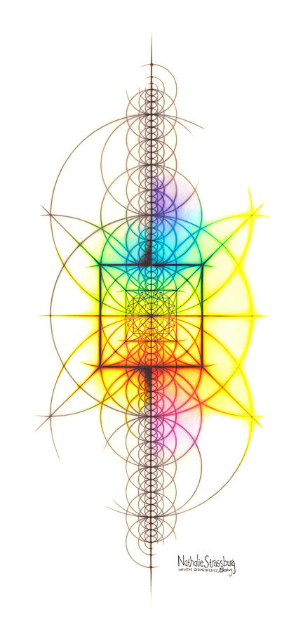 Intuitive Geometry Spectrum Square Wind Theme Drawing by Nathalie Strassburg