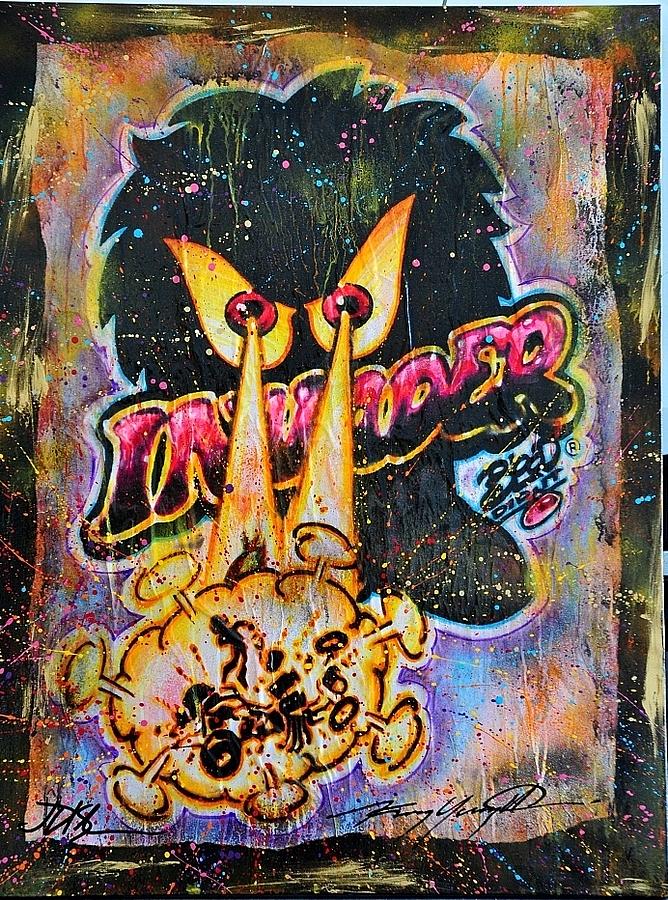 Invader Bitch Death Ray Painting by Kenny Youngblood and JD Kline