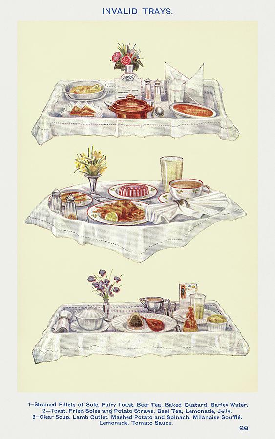 Vintage Drawing - Invalid Trays by Mrs Beeton