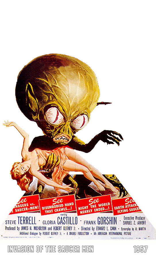 Invasion of the Saucer Men, 1957, 3d movie poster Mixed Media by Movie World Posters