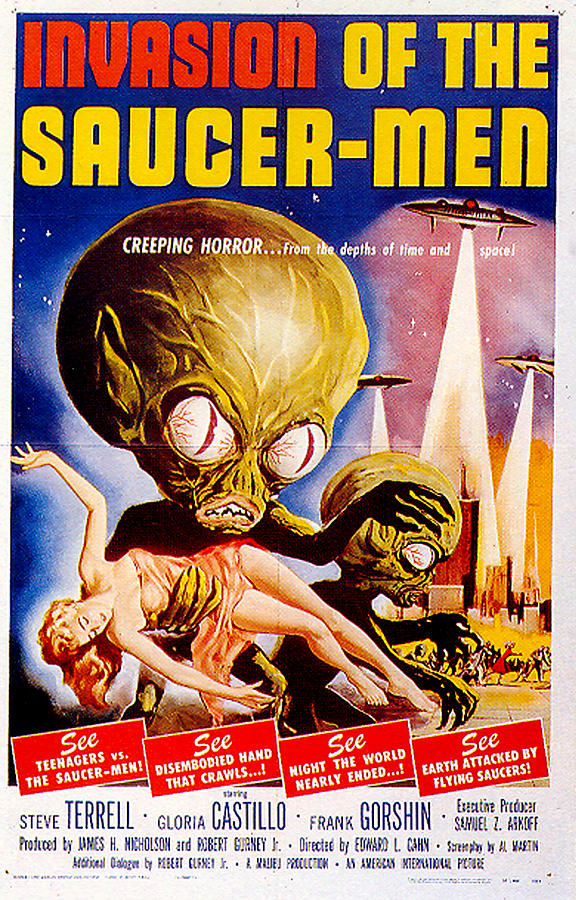 Invasion of the Saucer-Men poster Mixed Media by Movie World Posters
