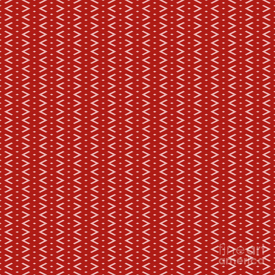 Inverse Chevron Diamond Dot Stripe Pattern in Light Coral And Venetian Red n.3069 Painting by Holy Rock Design